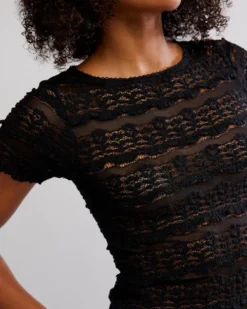 Angelina Lace Tee - Black