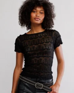 Angelina Lace Tee - Black