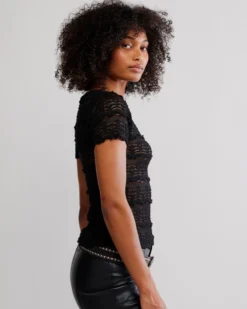 Angelina Lace Tee - Black