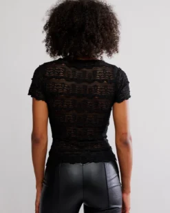 Angelina Lace Tee - Black