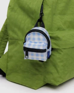 Backpack Charm - Light Blue Gingham
