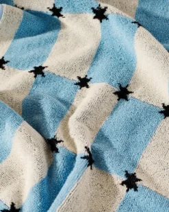 Blue and White Star Checkers Terry Cloth Kitchen Towel