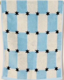 Blue and White Star Checkers Terry Cloth Kitchen Towel