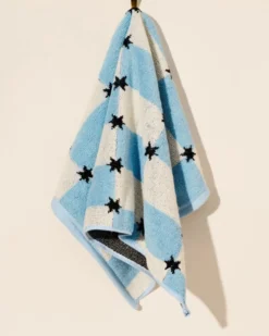 Blue and White Star Checkers Terry Cloth Kitchen Towel