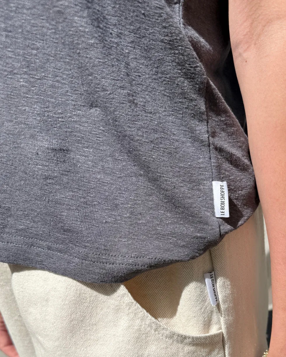 Bo Linen Blend Tee - Charcoal
