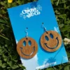 Brown Smile Wood Earrings