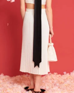 Carolina Pleated Midi Skirt - Pearled Ivory
