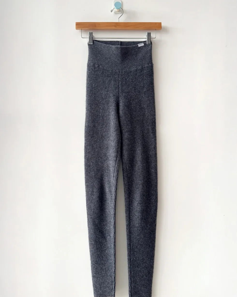 Cashmere Ribbed Leggings - Charcoal