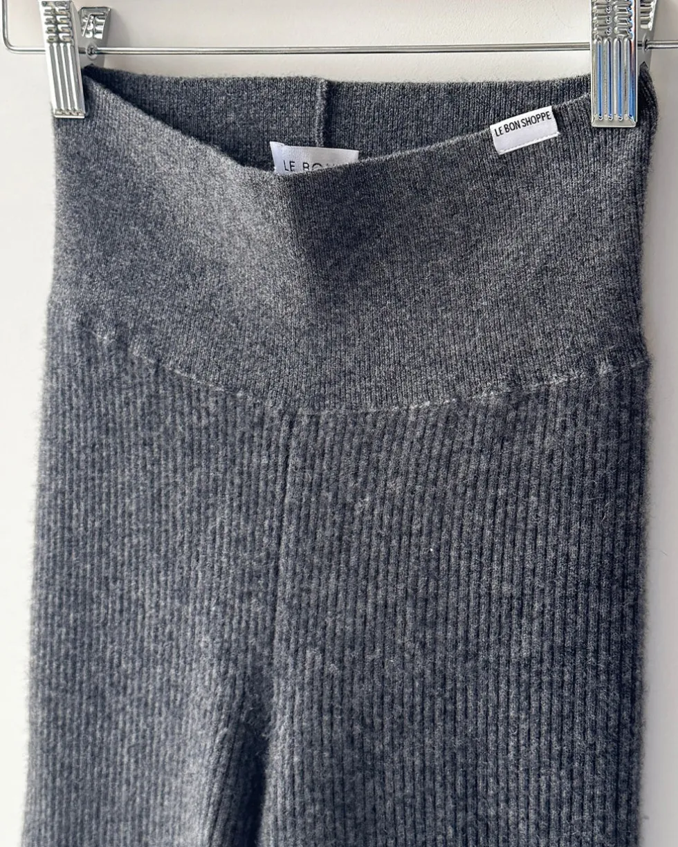 Cashmere Ribbed Leggings - Charcoal