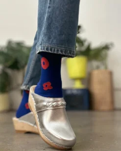 Celeste Crew Socks - Brick + Rave Blue