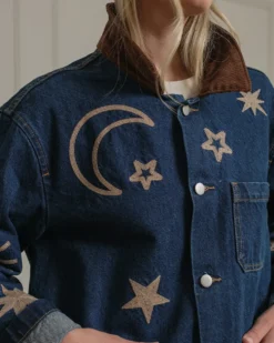 Celestial Embroidered Denim Jacket