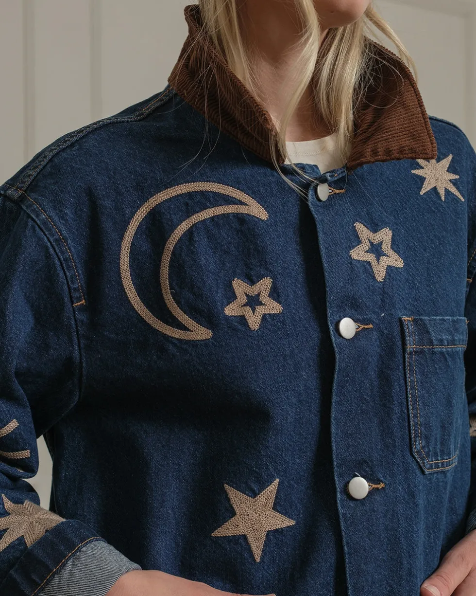 Celestial Embroidered Denim Jacket