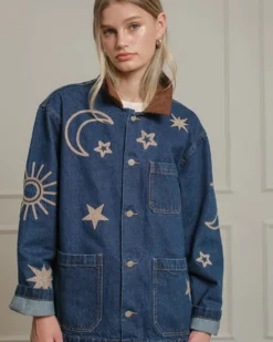 Celestial Embroidered Denim Jacket