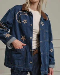 Celestial Embroidered Denim Jacket