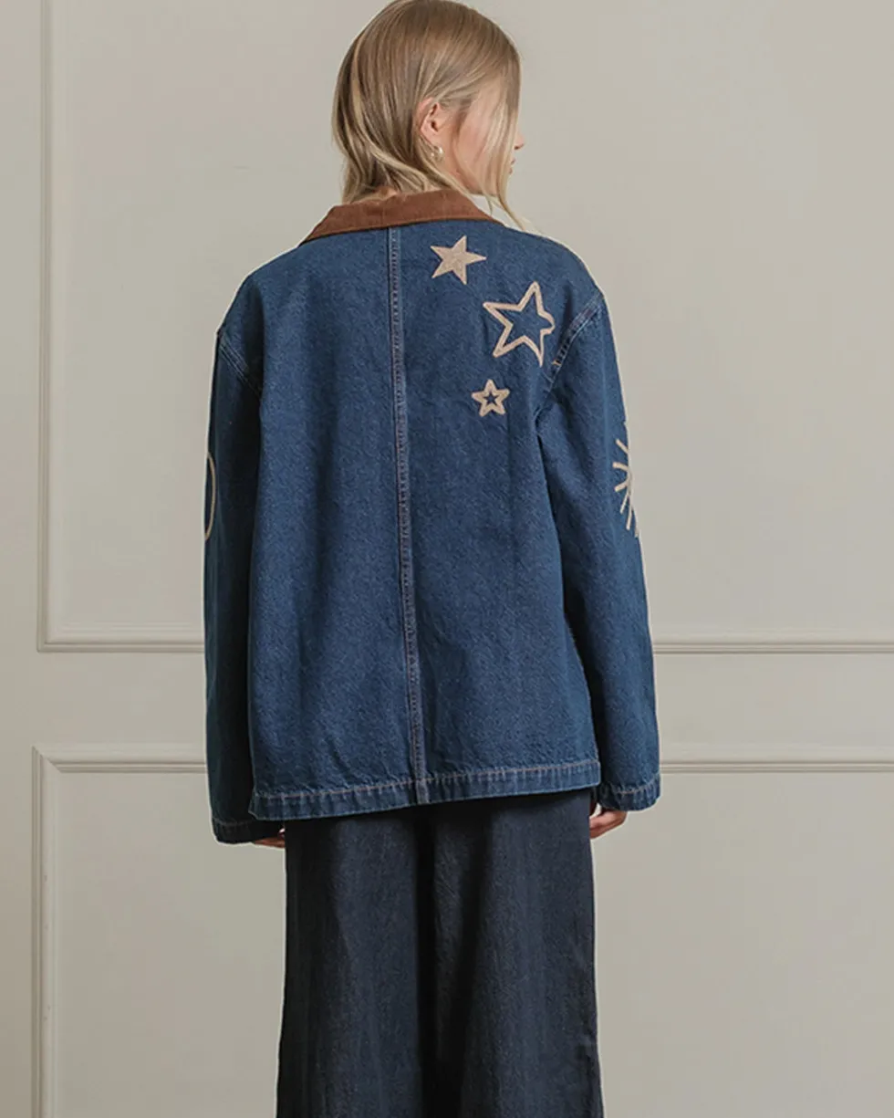 Celestial Embroidered Denim Jacket