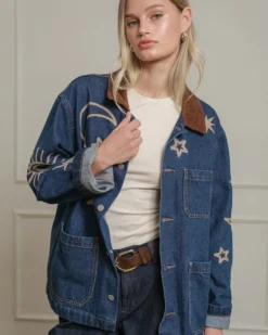Celestial Embroidered Denim Jacket