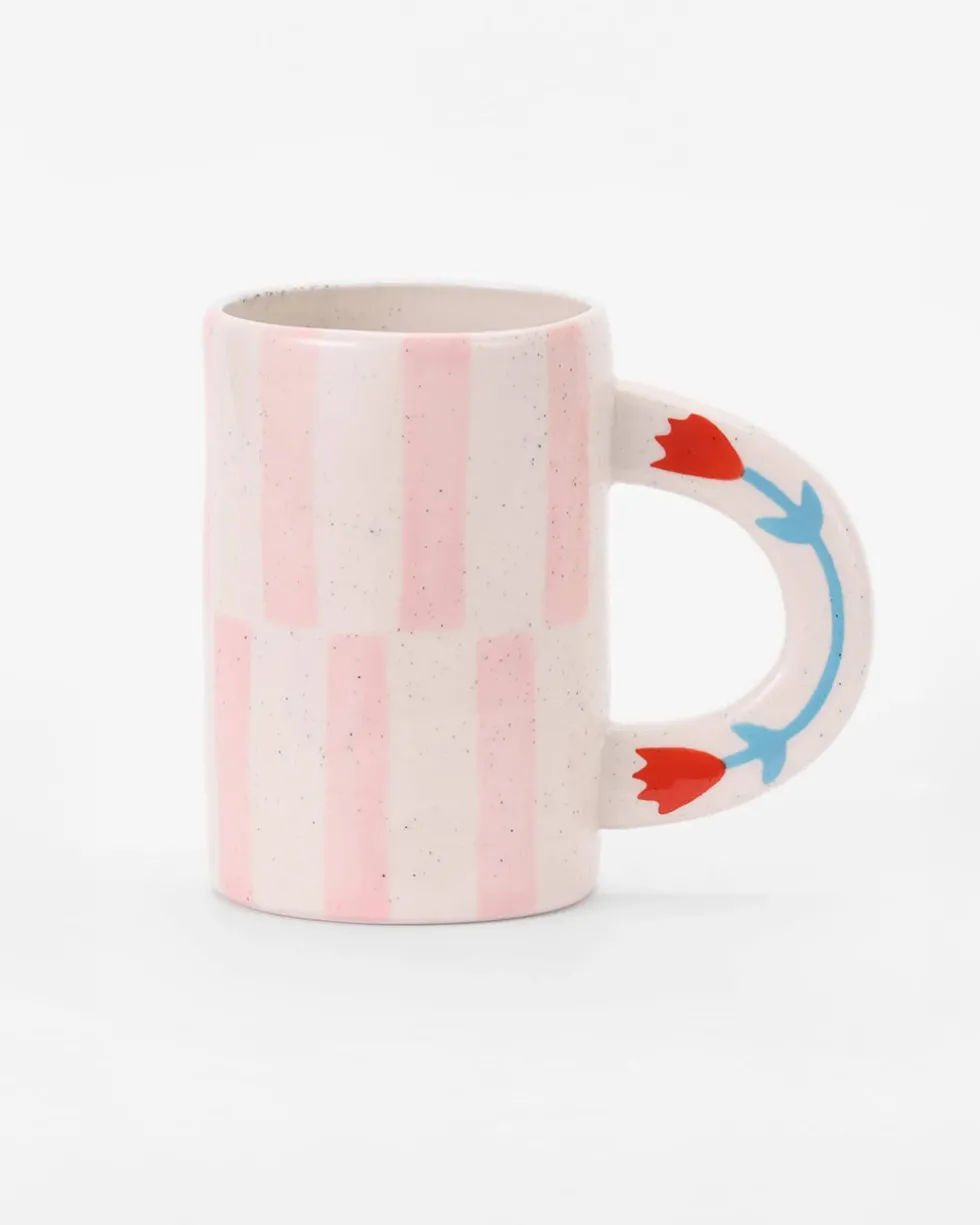 Ceramic Coffee Mug - Pink Stripe