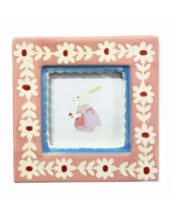 Ceramic Photo Frame - Pink Flowers