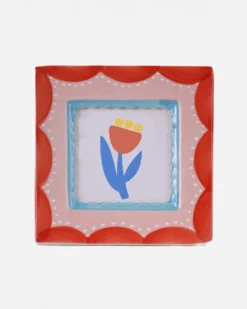 Ceramic Photo Frame - Red Scallop