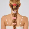 Cherry Blossom Ruched Satin Scrunchies - Set of 5