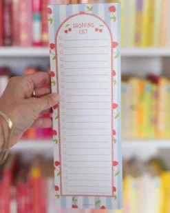 Cherry Stripe Shopping List Notepad