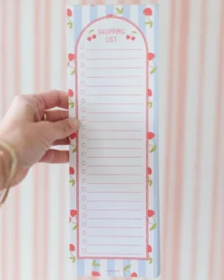 Cherry Stripe Shopping List Notepad