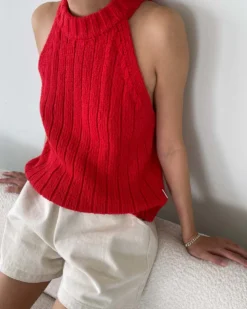 Claire Cotton Sweater Tank - Chili Pepper