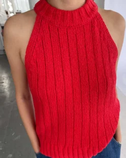 Claire Cotton Sweater Tank - Chili Pepper