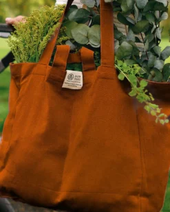 Cotton 6-Pocket Tote Bag - Terracotta