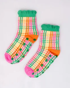 Cozy Grip Socks - Colorful Grid