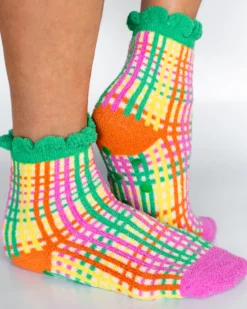 Cozy Grip Socks - Colorful Grid