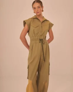 Dark Green Utility Jumpsuit