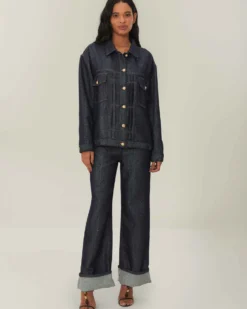 Denim Shine Wide Leg Pants