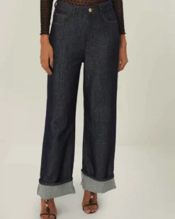 Denim Shine Wide Leg Pants