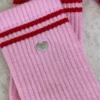 Embroidered Boyfriend Socks - Amour Pink + Heart