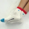 Embroidered Color Block Girlfriend Socks - Blue Red + Heart