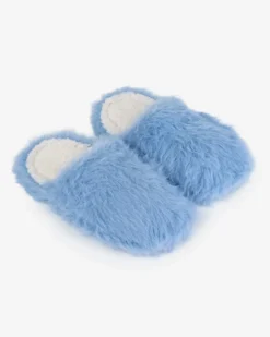 Faux Fur Slide Slippers - Periwinkle