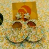 Floral Fabric Wood Earrings
