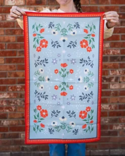 Floral Print Tea Towel - Blue