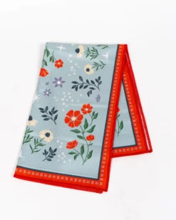 Floral Print Tea Towel - Blue