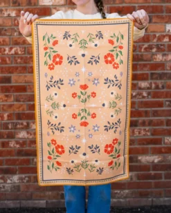 Floral Print Tea Towel - Cream