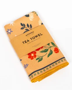 Floral Print Tea Towel - Cream