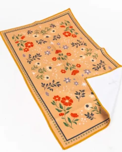 Floral Print Tea Towel - Cream