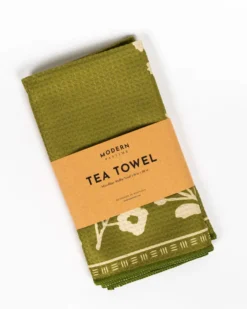 Floral Silhouette Tea Towel - Olive