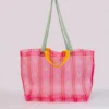 Floral Stripe Mesh Market Bag