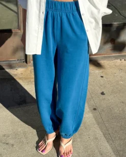 French Terry Balloon Pants - Teal Blue