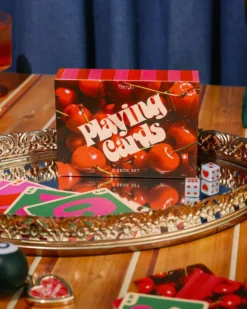Game Night! Double Deck Playing Cards - Cherry Stripe