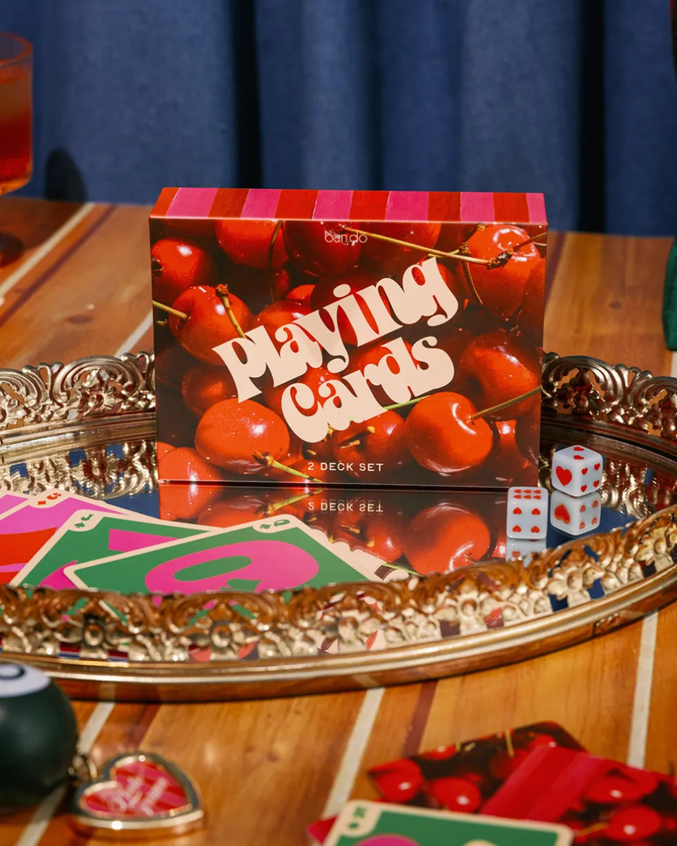 Game Night! Double Deck Playing Cards - Cherry Stripe