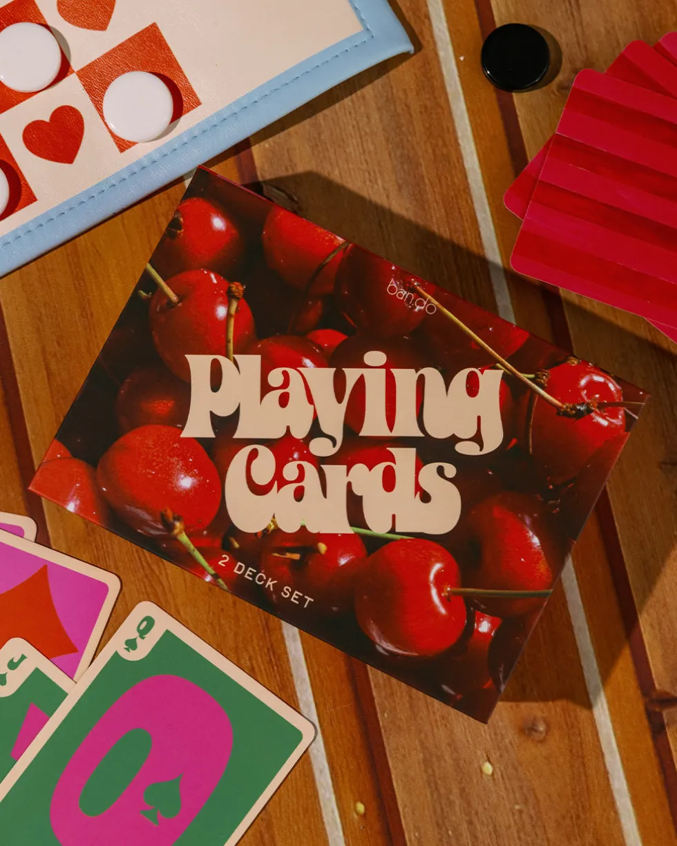 Game Night! Double Deck Playing Cards - Cherry Stripe