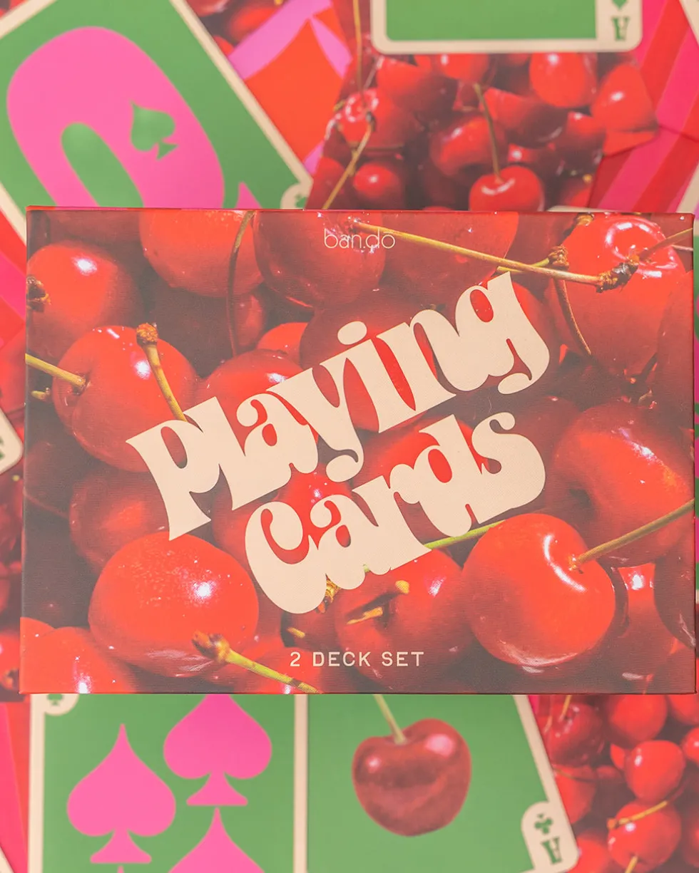Game Night! Double Deck Playing Cards - Cherry Stripe